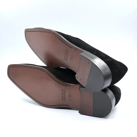 Paul Fredrick Suede Penny Loafers black Paul Fredrick Black Suede Slip On Penny Loafers Apron Toe  main image 4